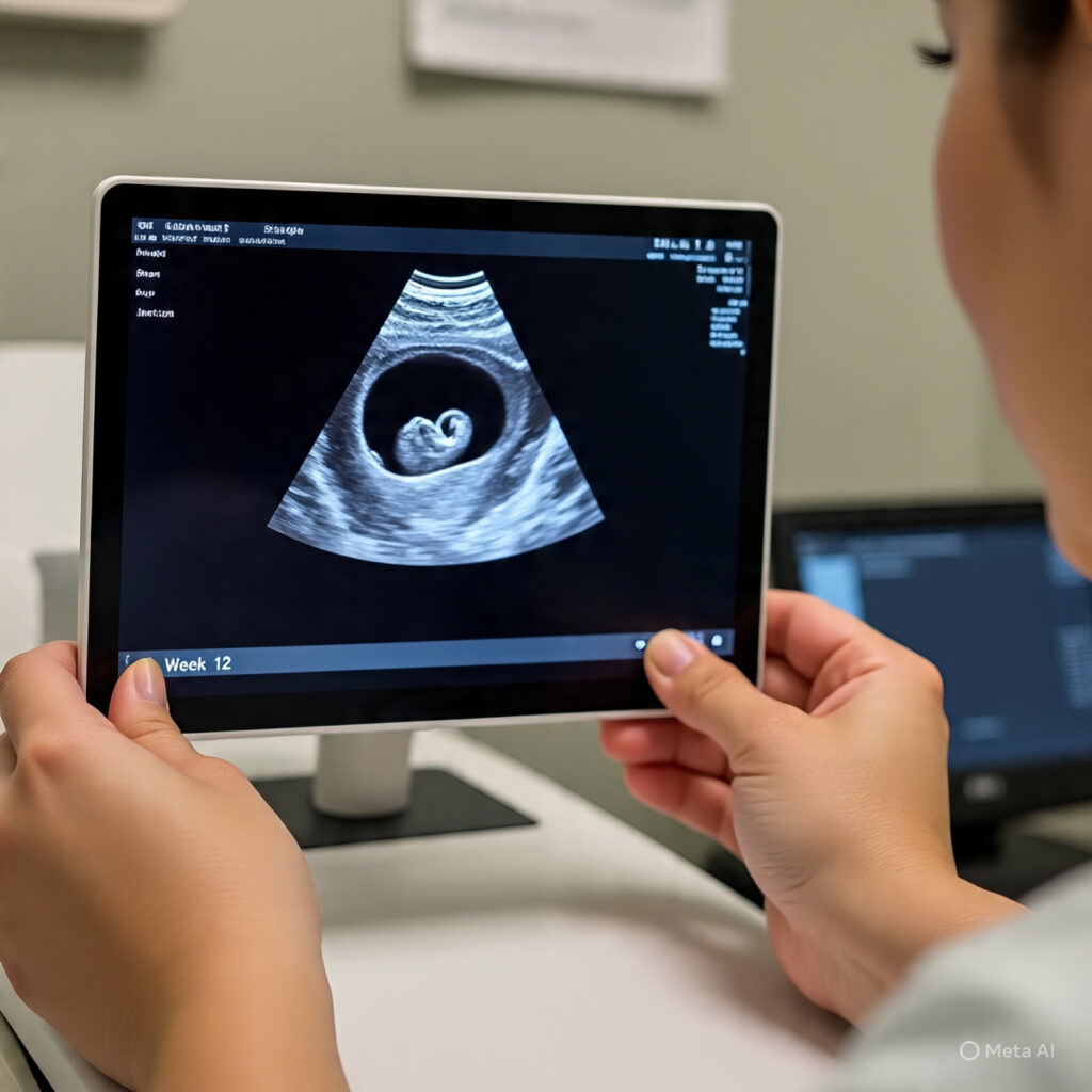 12-week ultrasound image showing baby development trending in the USA