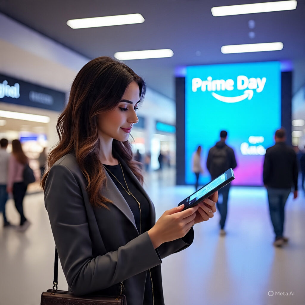 Woman shopping Yasat deals during Prime Day 2025 – trending products in the USA