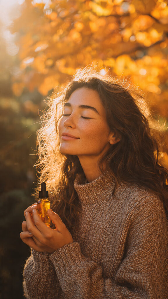 Autumn morning routine with cozy warm drink and soft light trending in the USA